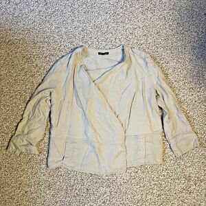 For Cynthia Womens 100% Linen Blazer Jacket Size L Tan Beige Summer Lightweight